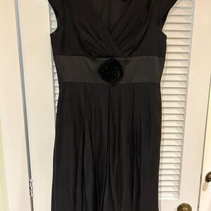 Adrianna Papell Black Midi Dress with Floral Accent